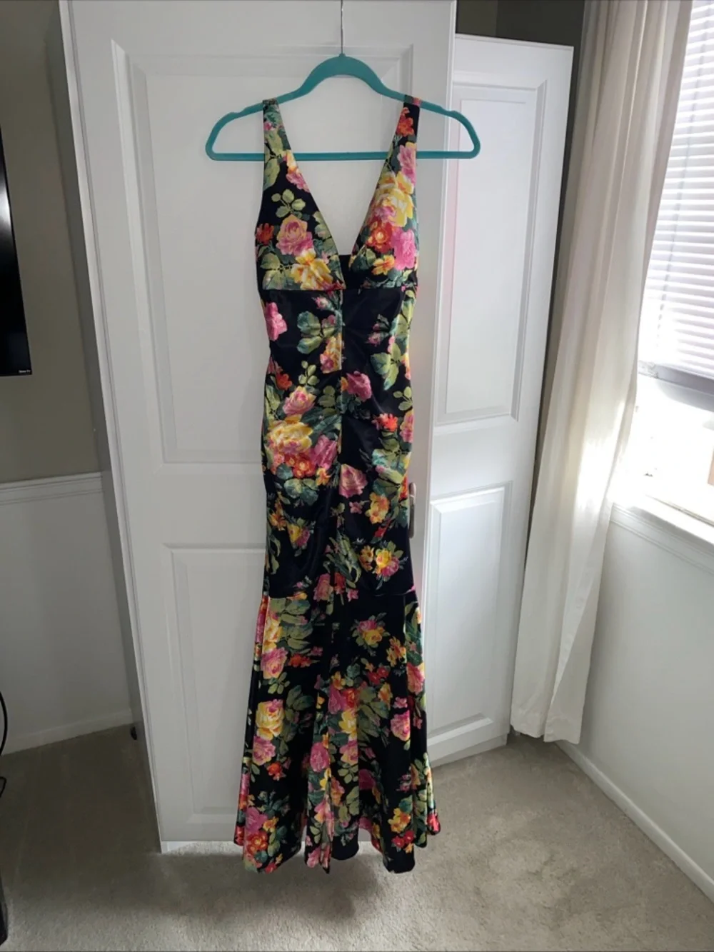 Jump Apparel Prom Gown  Dress 7/8 Black Floral Multi Colored - Picture 9 of 16